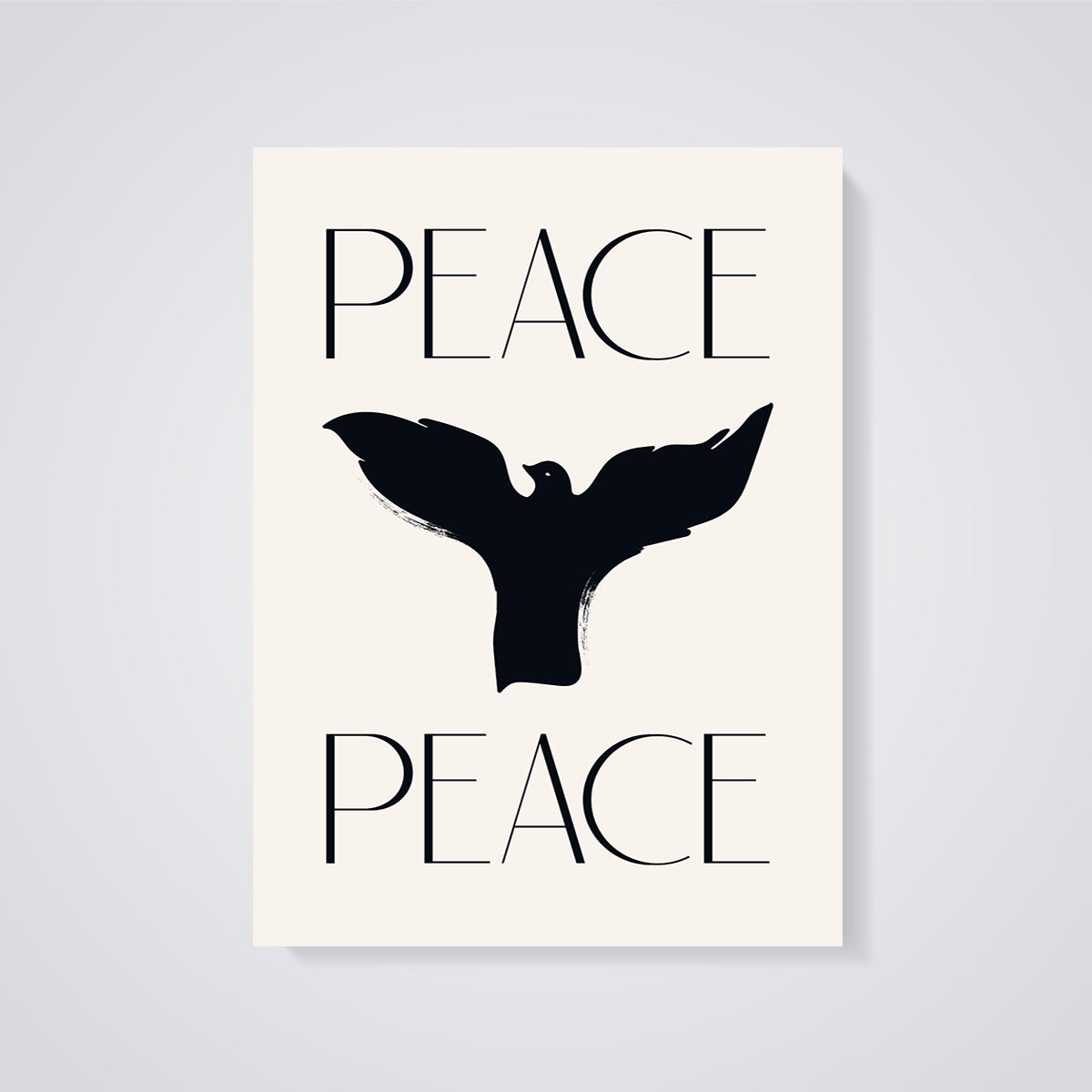 Minimalist Peace Dove Print unframed on a grey background