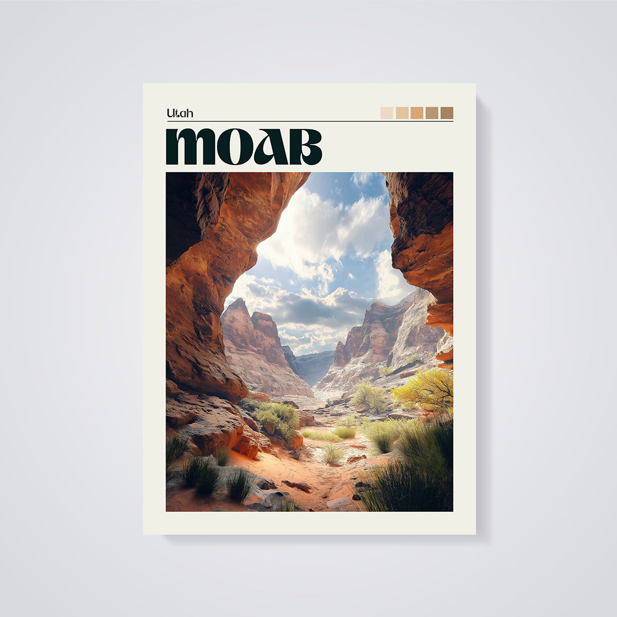 Moab Utah Canyon Print unframed on a grey background