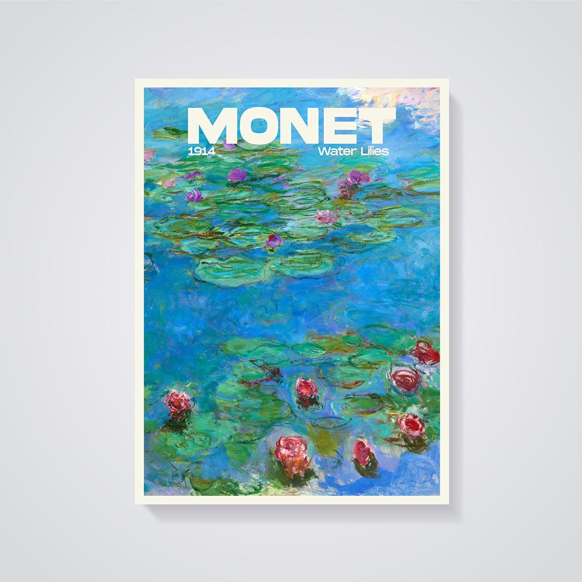 Monet Water Lilies 1914 Print unframed on a grey background