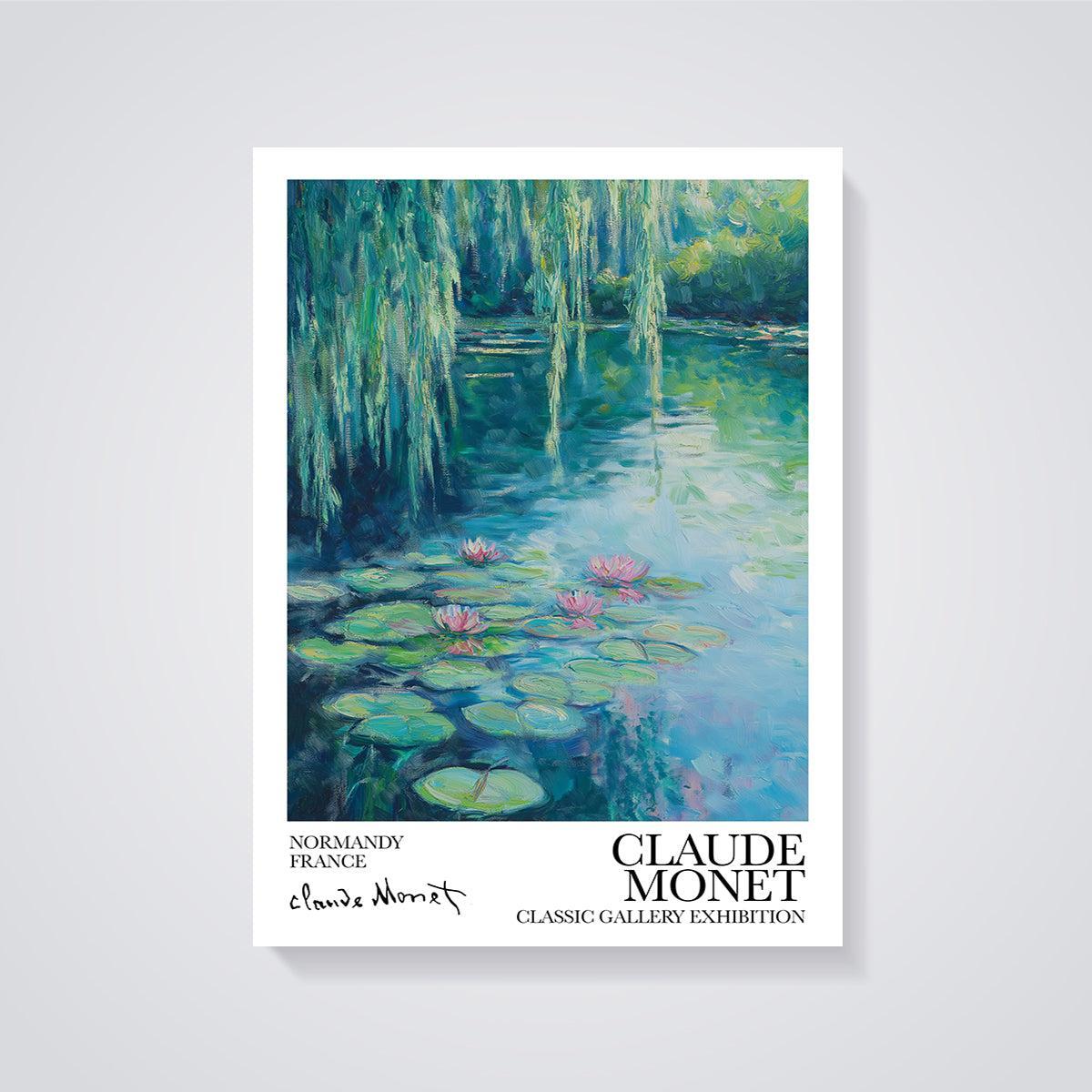 Monet Water Lilies Pond Print unframed on a grey background