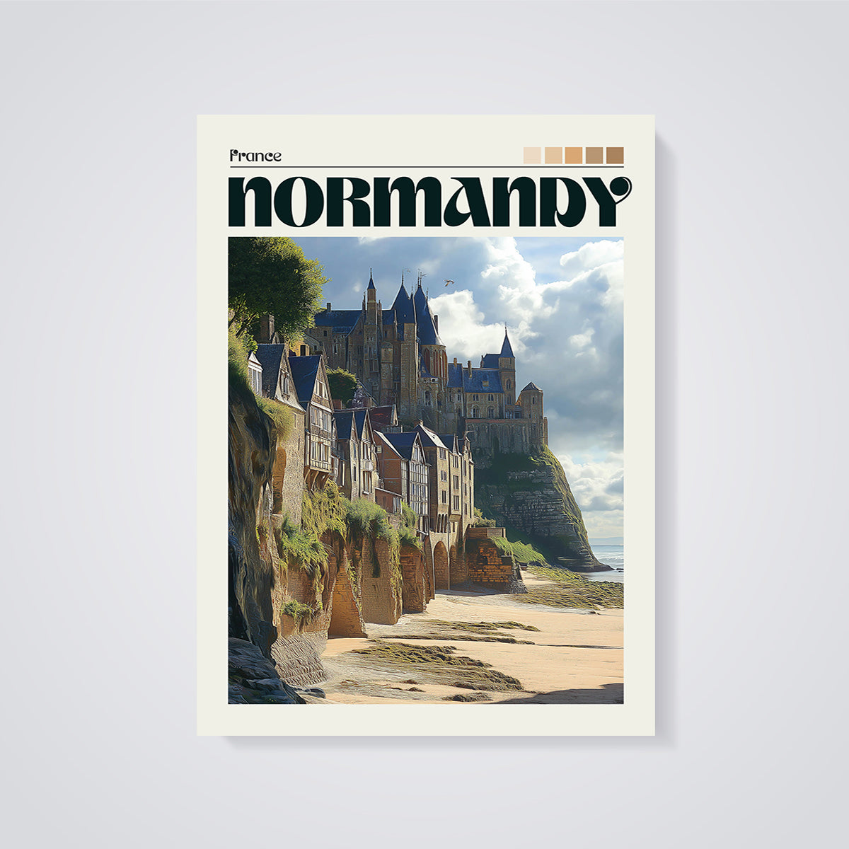 Mont Saint-Michel Normandy Print unframed on a grey background