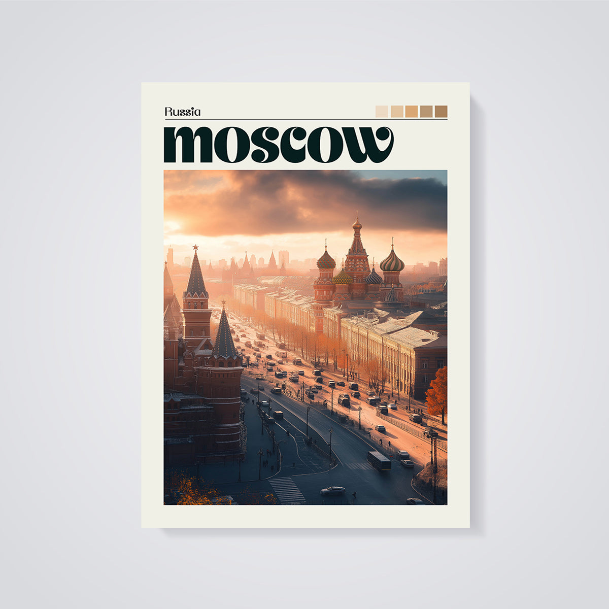 Moscow Sunset City Print unframed on a grey background