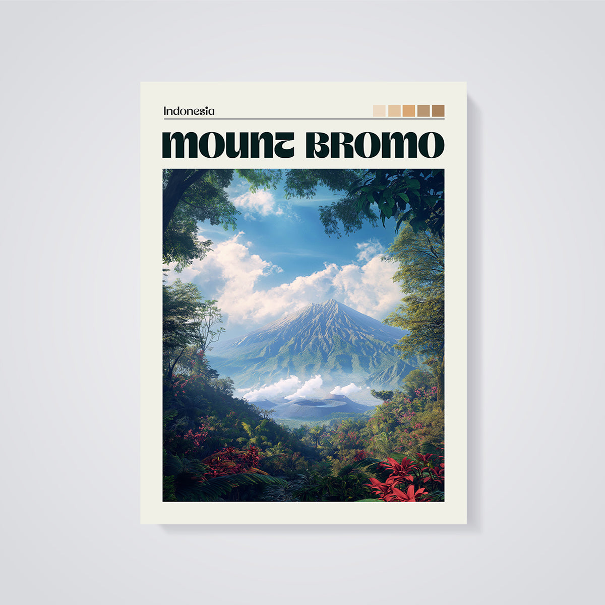 Mount Bromo Indonesia Print unframed on a grey background