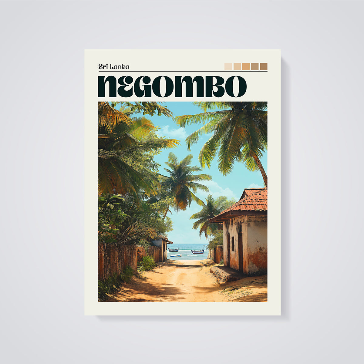 Negombo Sri Lanka Beach Path Print unframed on a grey background