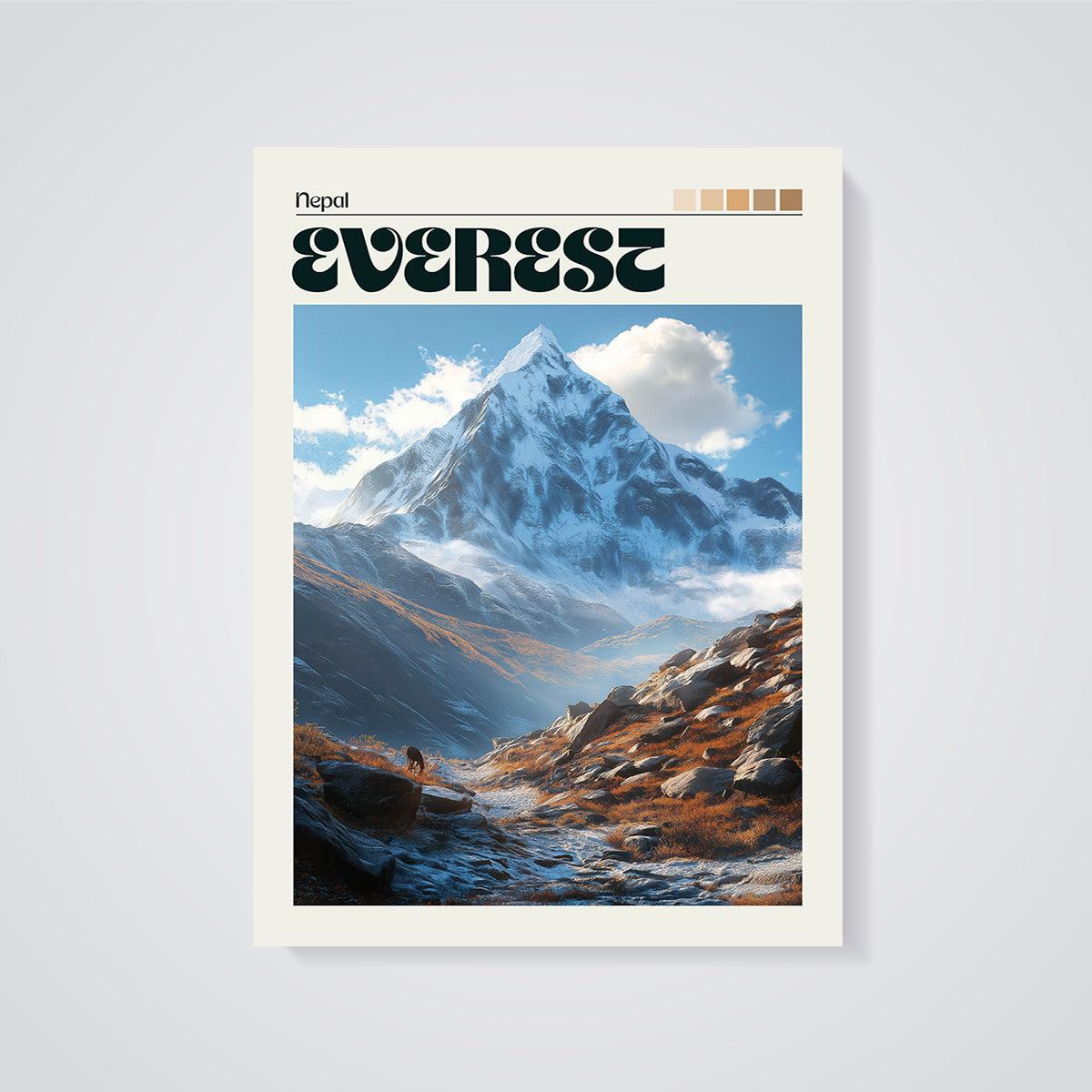 Nepal Mount Everest Peak Print unframed on a grey background