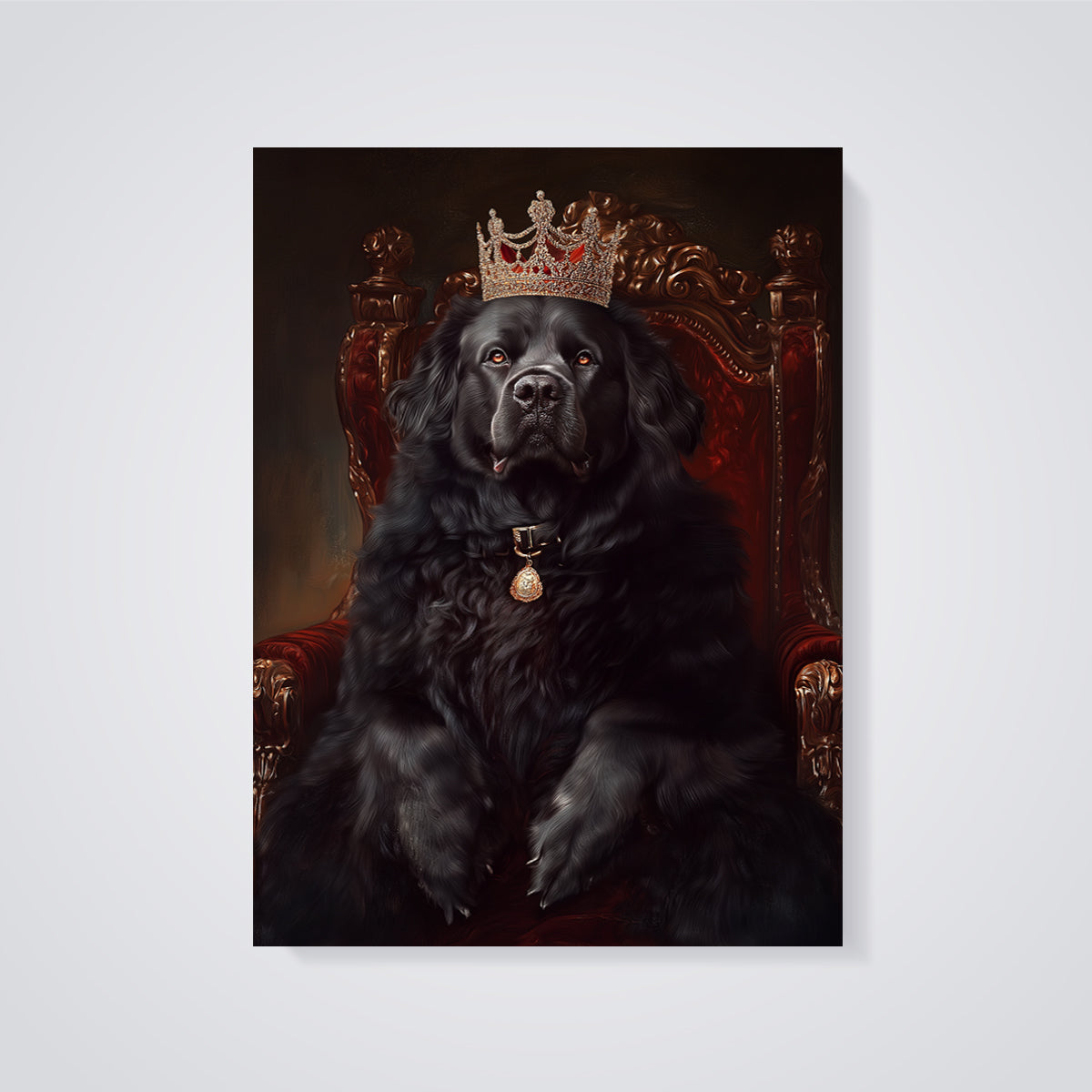 Newfoundland King Portrait Print unframed on a grey background
