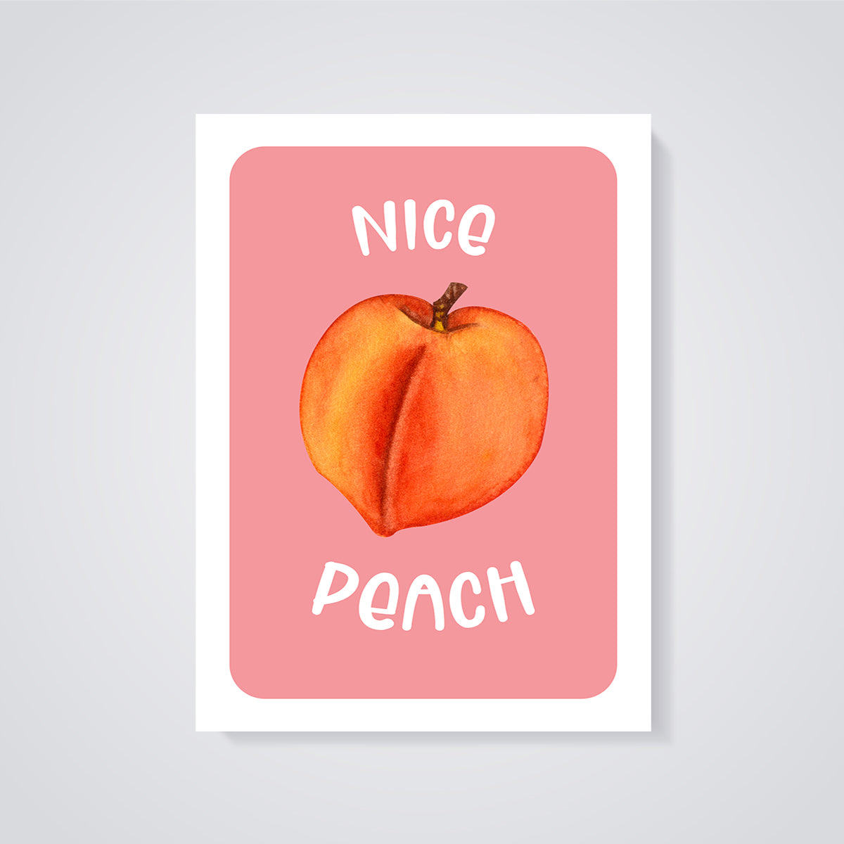 Nice Peach Fruit Print unframed on a grey background