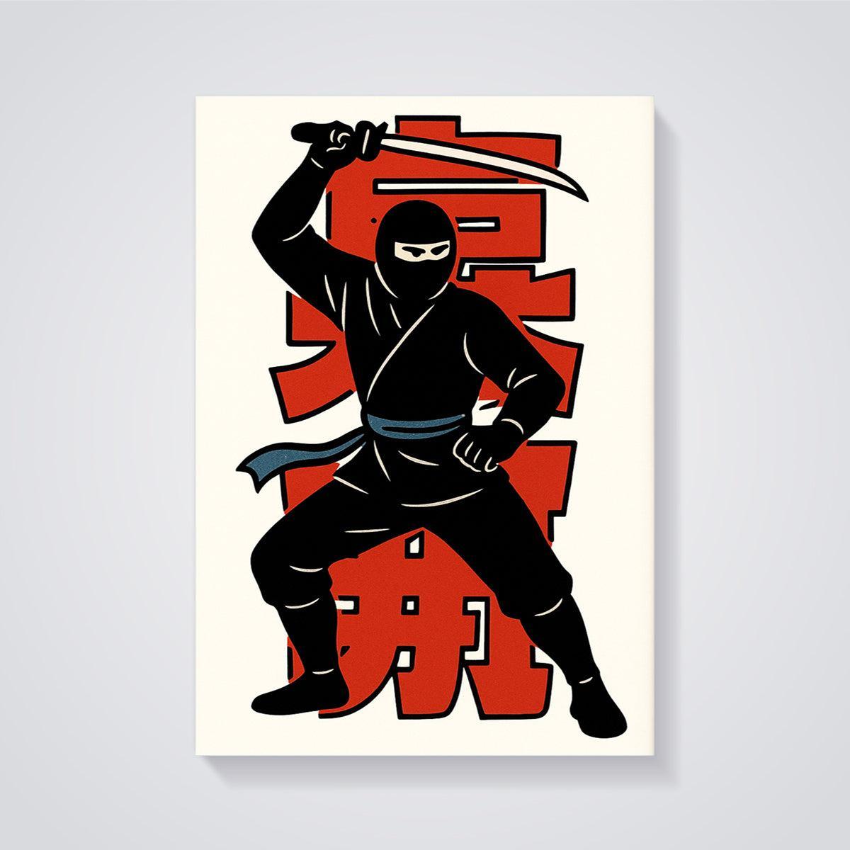 Ninja Warrior Katana Print unframed on a grey background