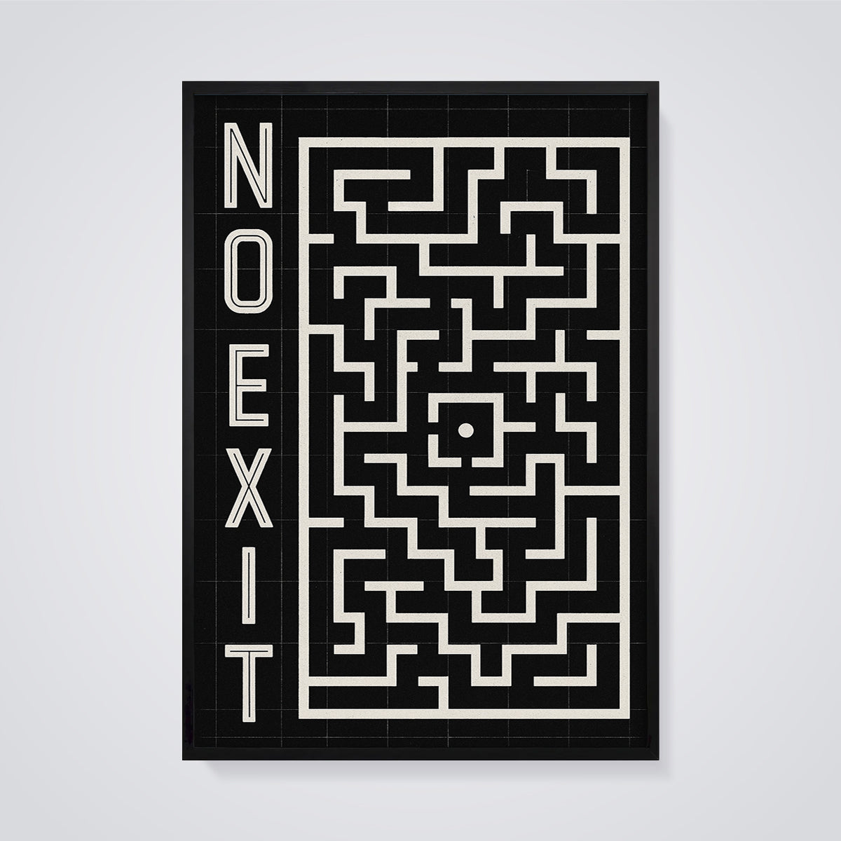 No Exit Maze Print framed in black on a grey background