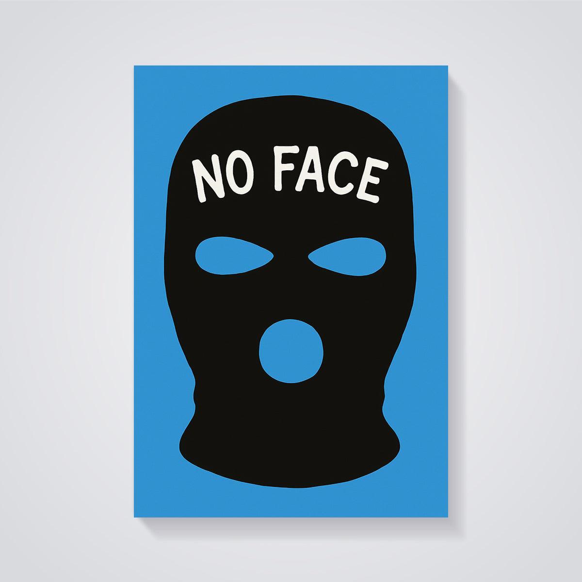 No Face Balaclava Print unframed on a grey background