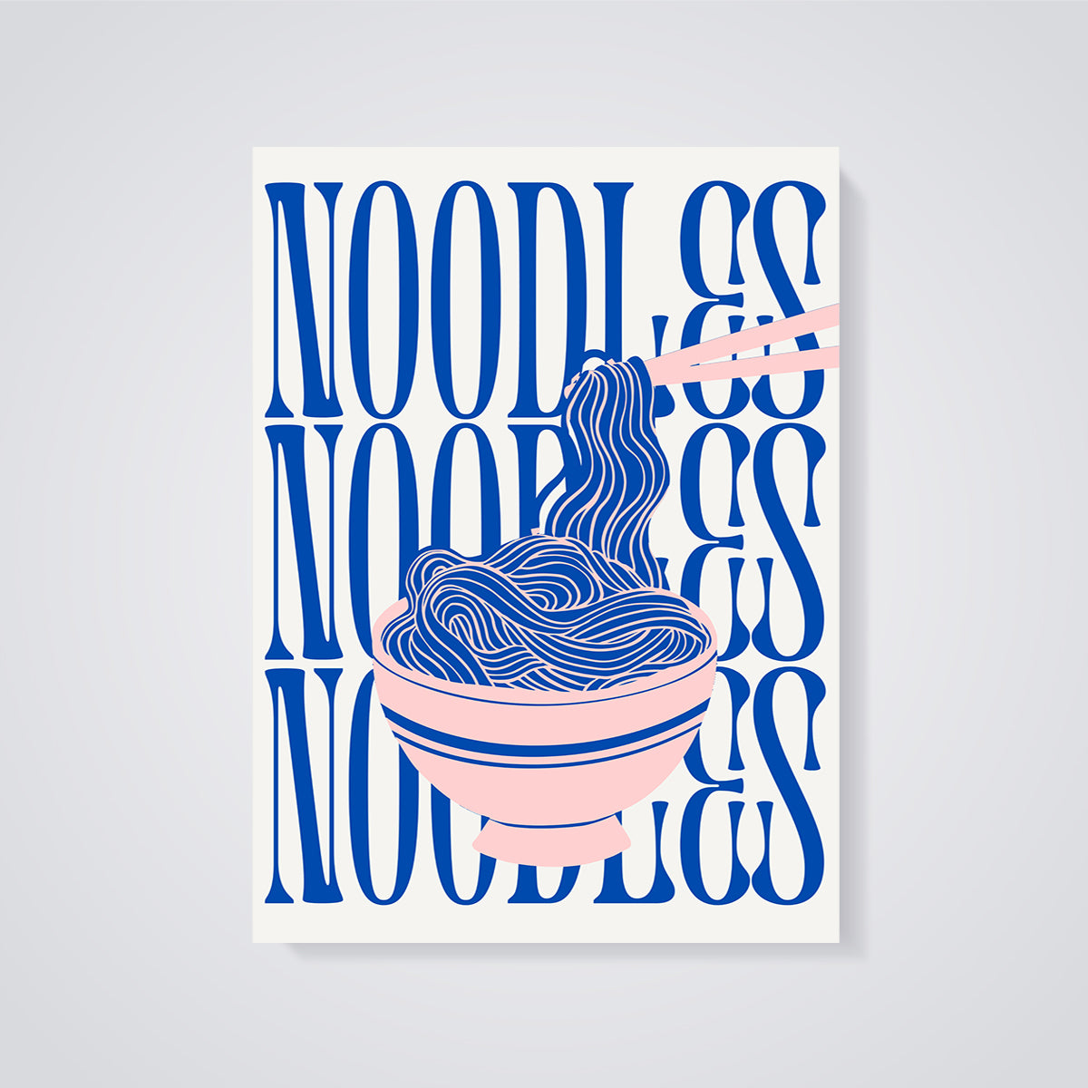 Noodles Bowl Art Print unframed on a grey background