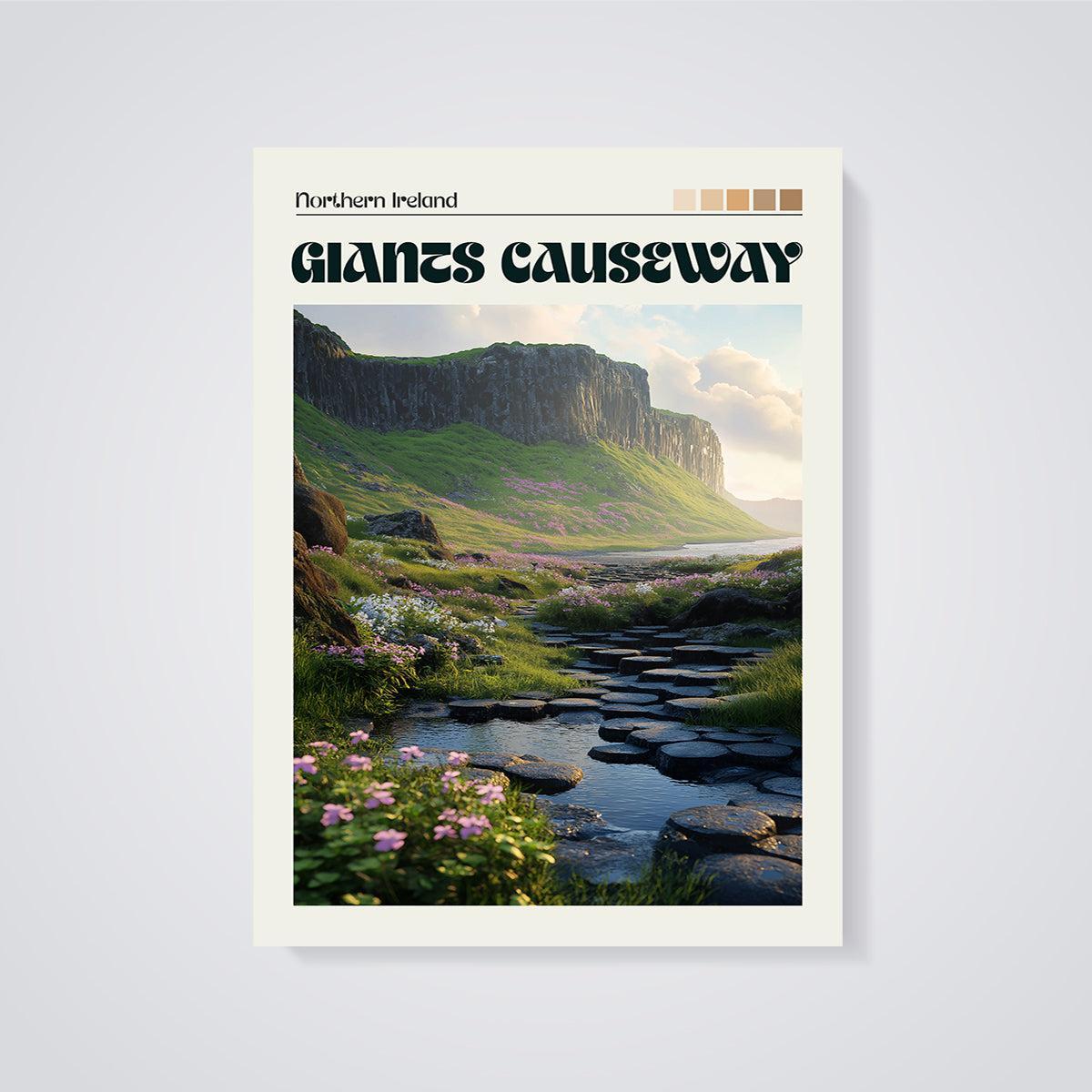 Northern Ireland Giant's Causeway Print unframed on a grey background