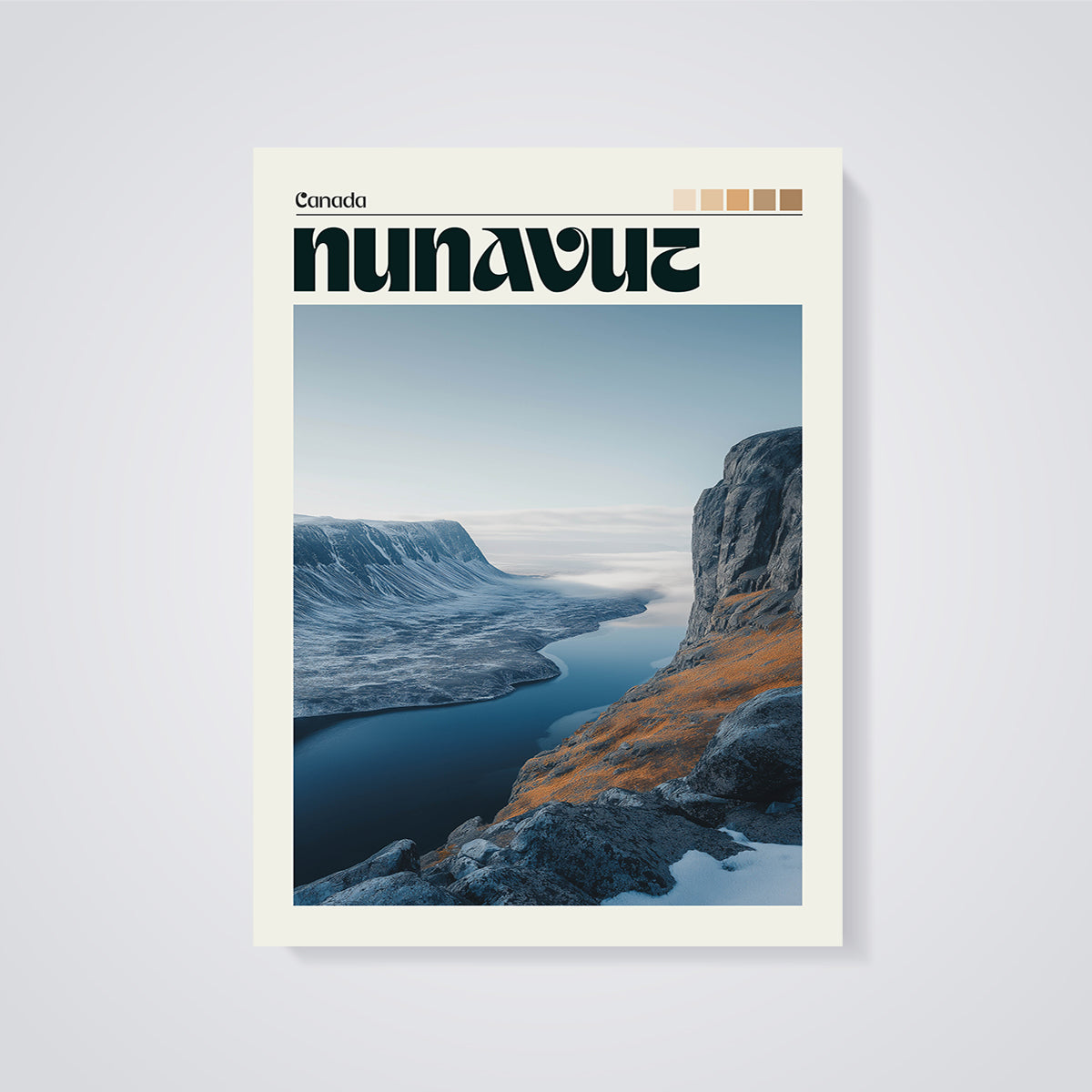 Nunavut Fjord Print unframed on a grey background