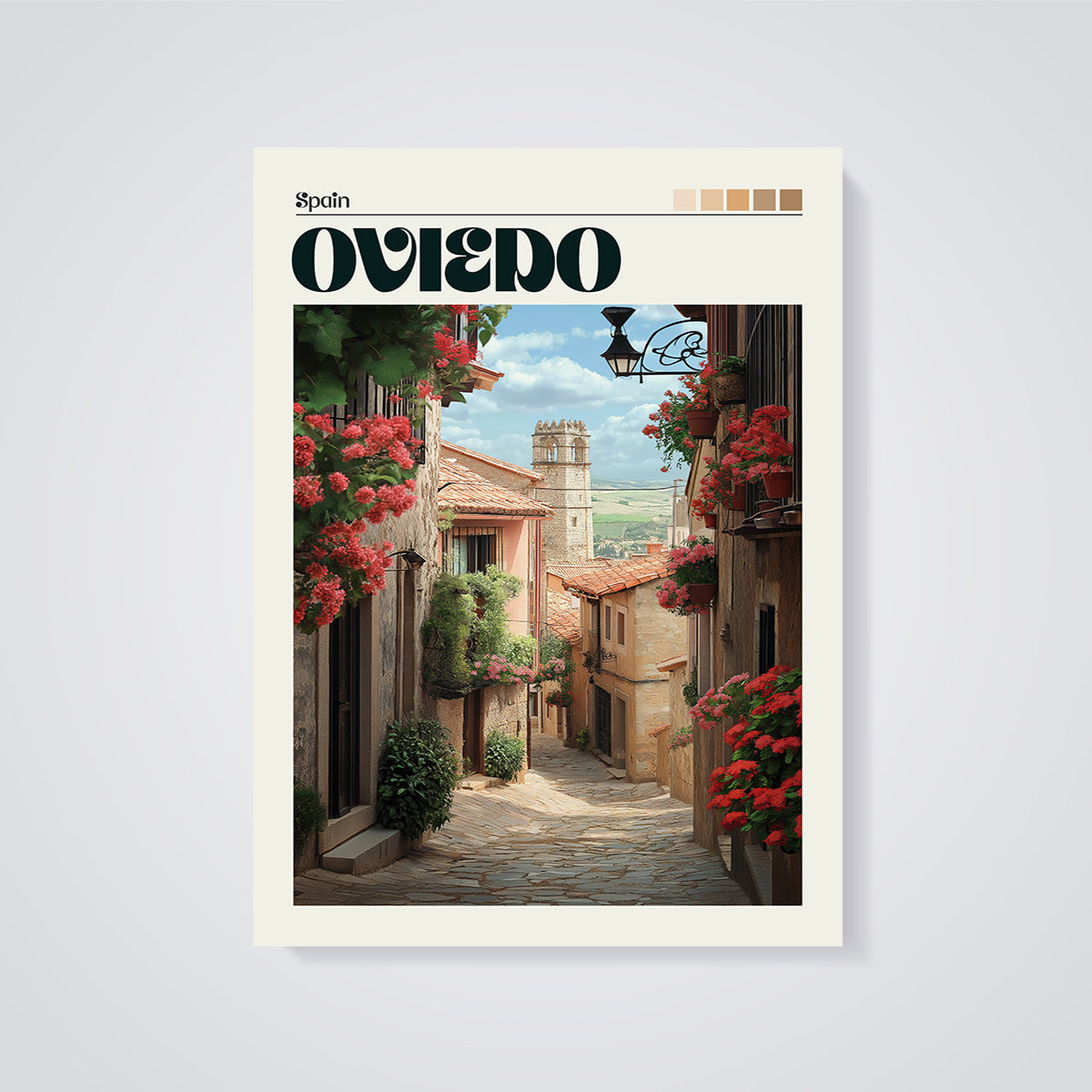 Oviedo Floral Street Print unframed on a grey background