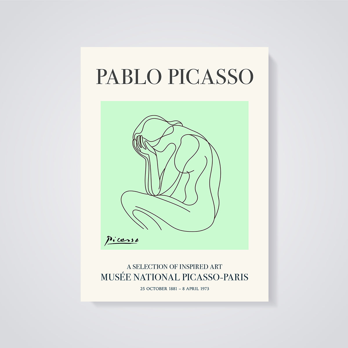 Pablo Picasso Crying Woman Print unframed on a grey background