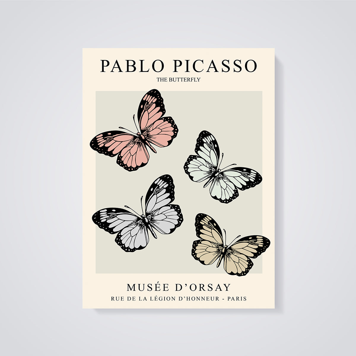 Pablo Picasso The Butterfly Print unframed on a grey background
