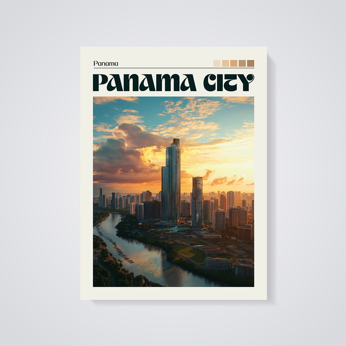 Panama City Sunset Print unframed on a grey background