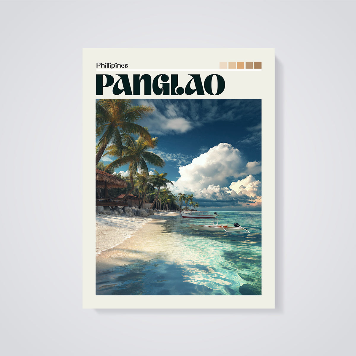 Panglao Phillipines Beach Print unframed on a grey background