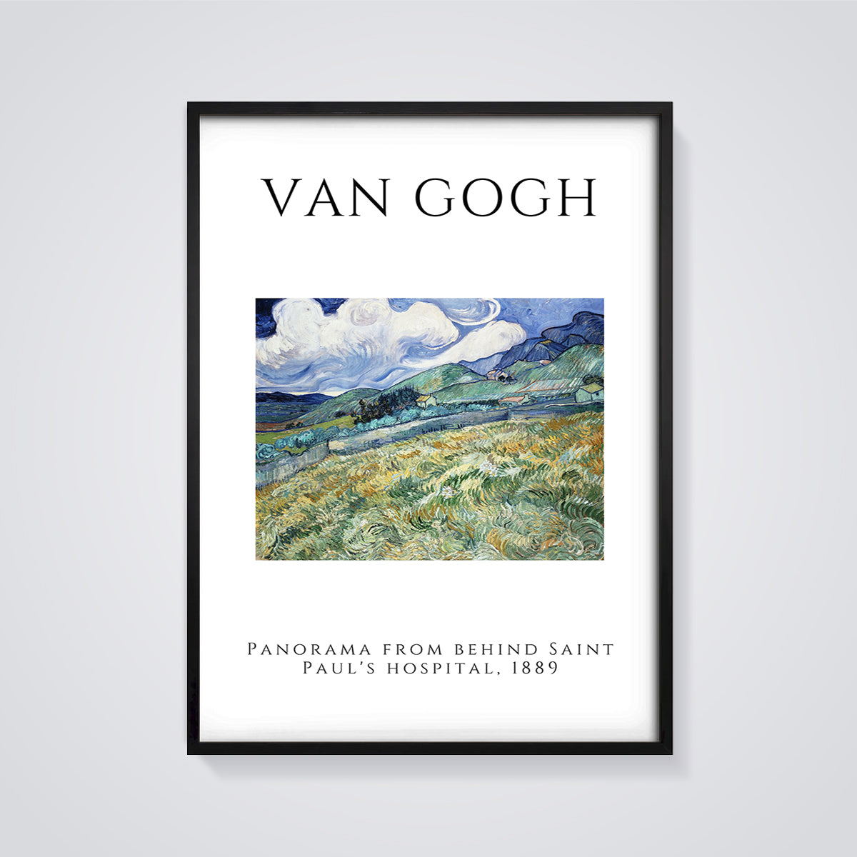 Panorama from Behind Saint Paul's Hospital Print framed in black on a grey background