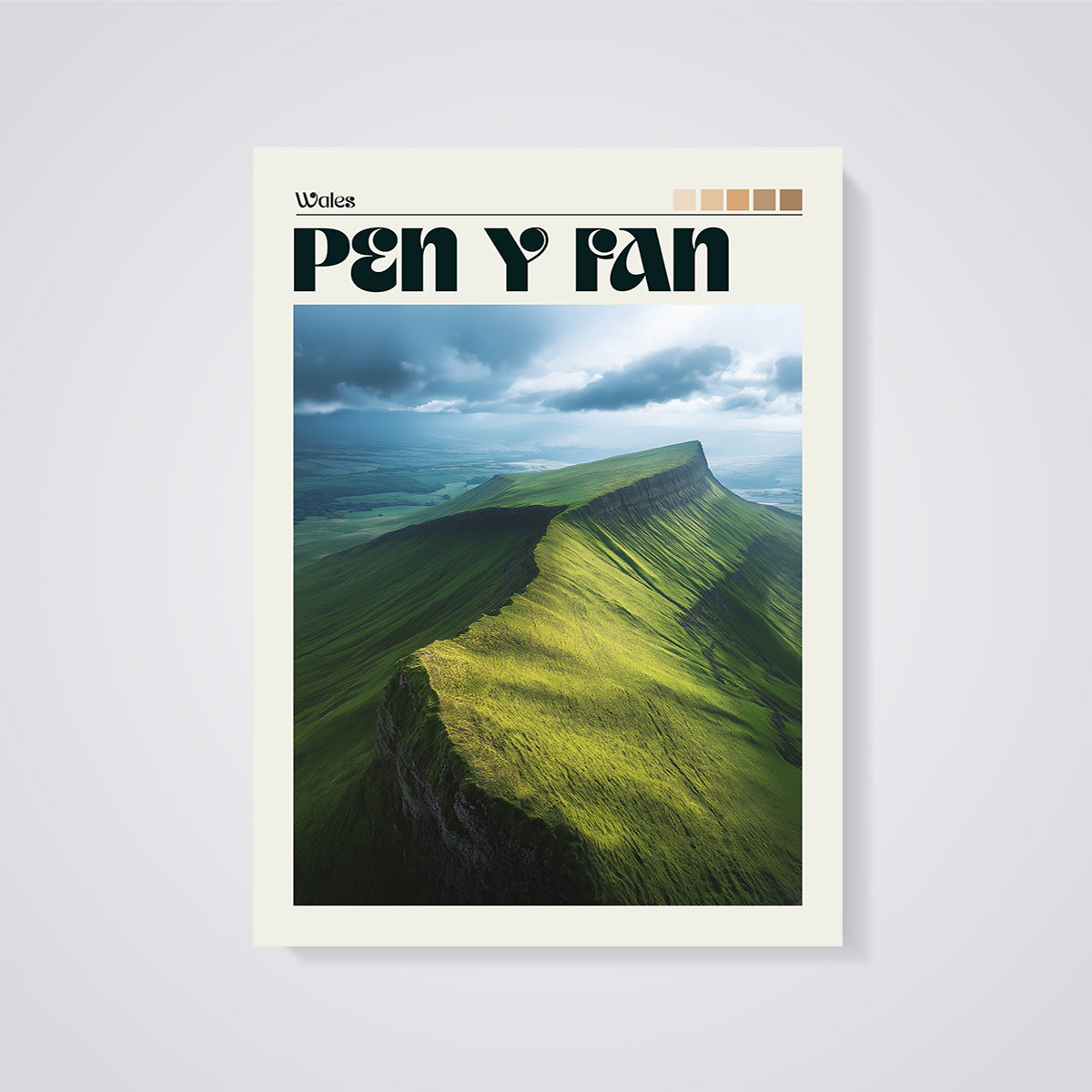 Pen Y Fan Wales Peak Print unframed on a grey background