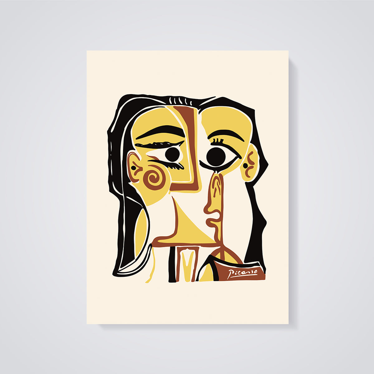 Picasso Abstract Face Print unframed on a grey background