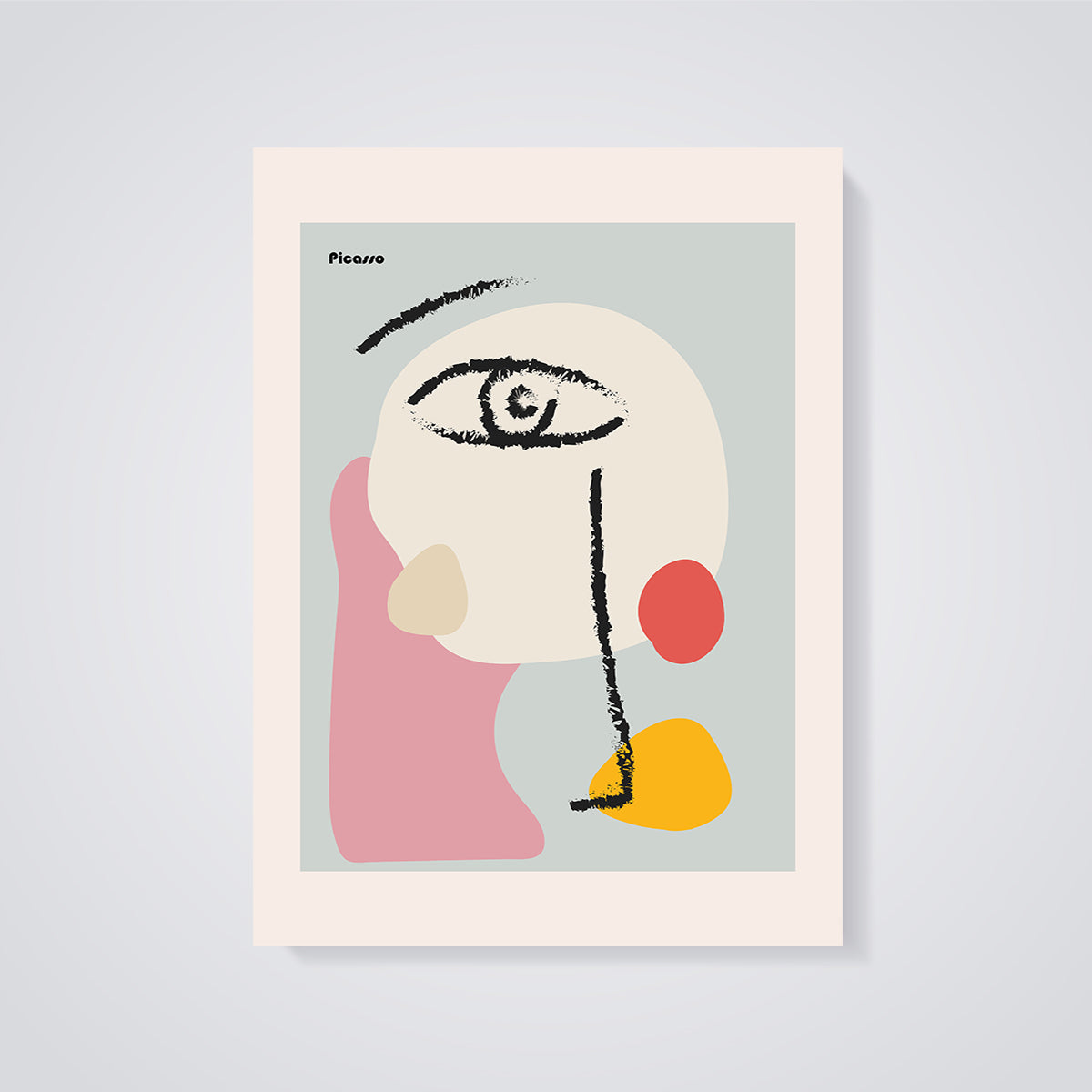 Picasso Abstract Face Print Aesthetic unframed on a grey background