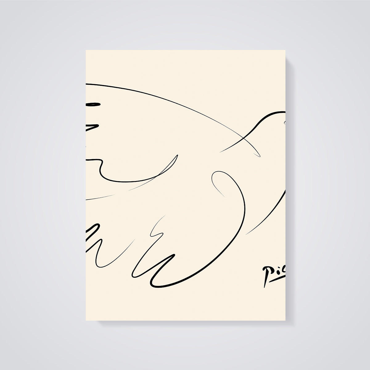 Picasso Dove of Peace Line Art Print unframed on a grey background