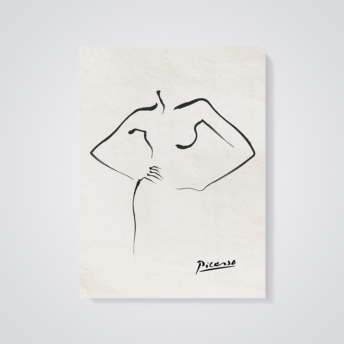 Picasso Female Figure Line Art Print unframed on a grey background