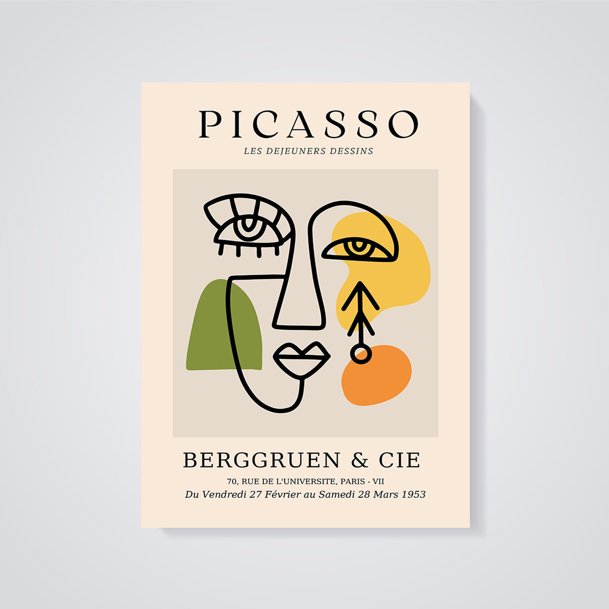 Picasso Les Déjeuners Dessins Abstract Print unframed on a grey background