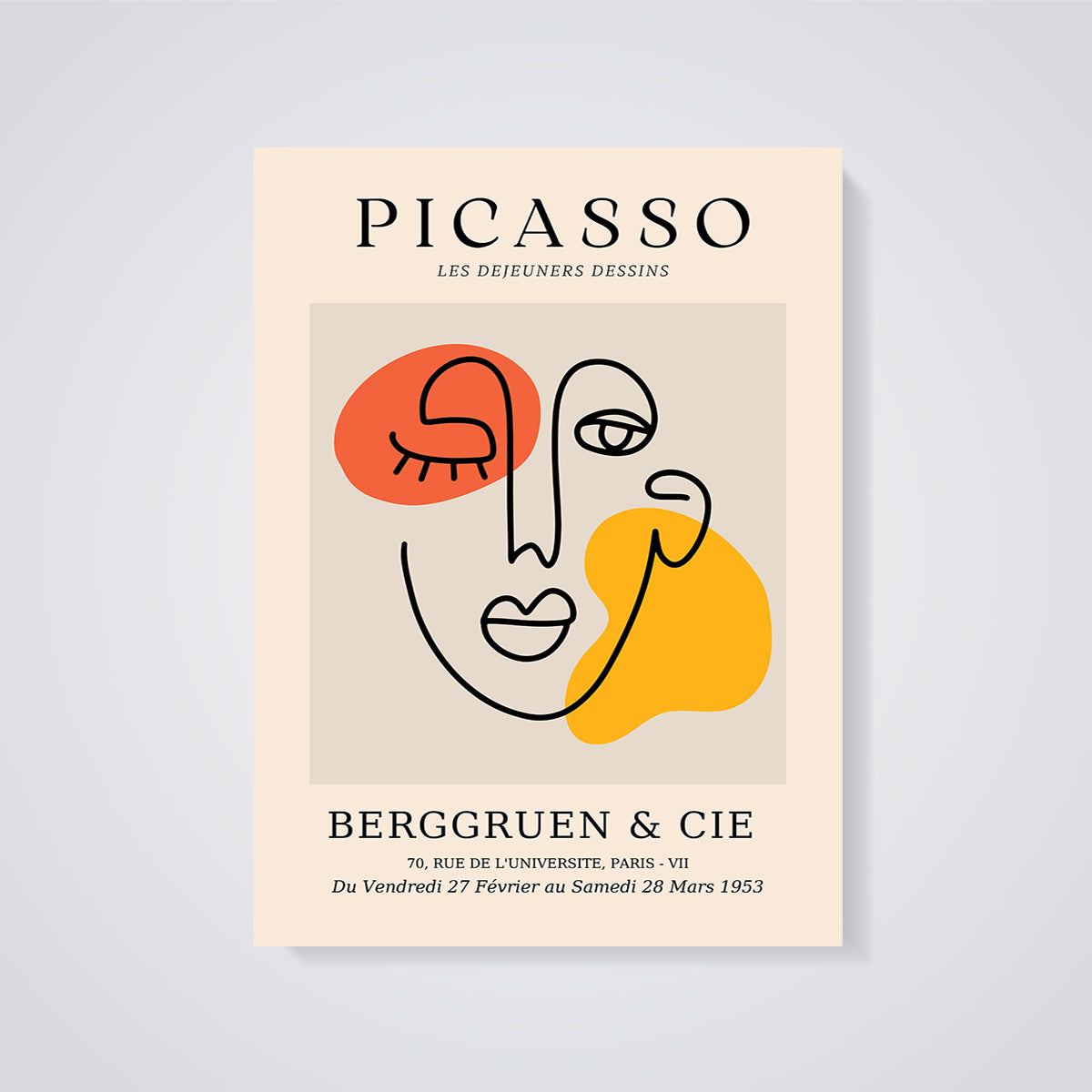 Picasso Les Déjeuners Dessins Face Print unframed on a grey background
