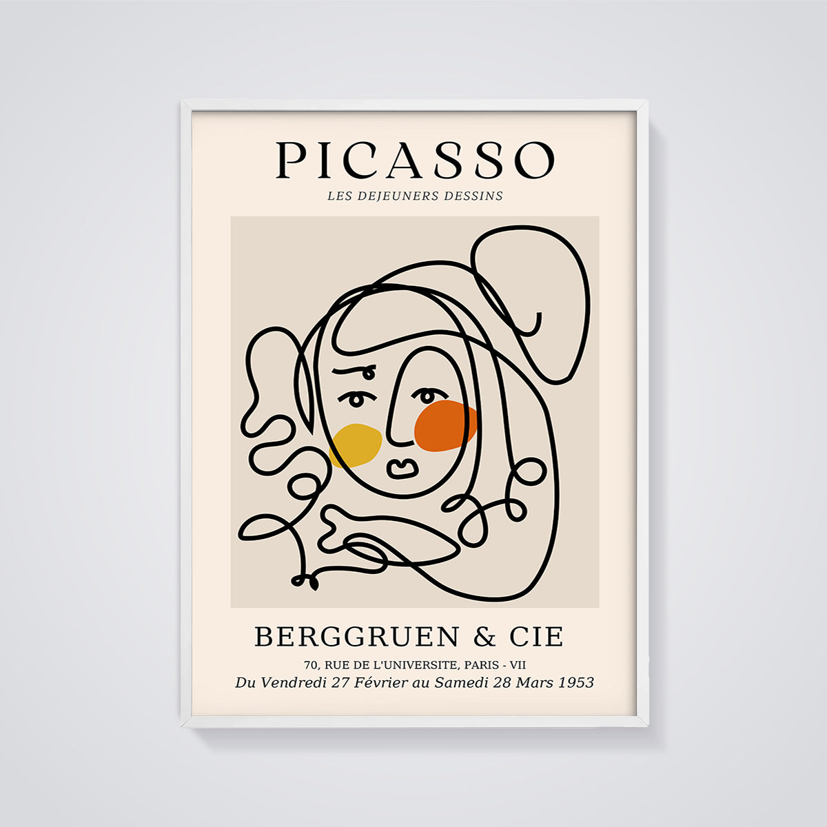 Picasso Les Dejeuners Dessins Print framed in white on a grey background