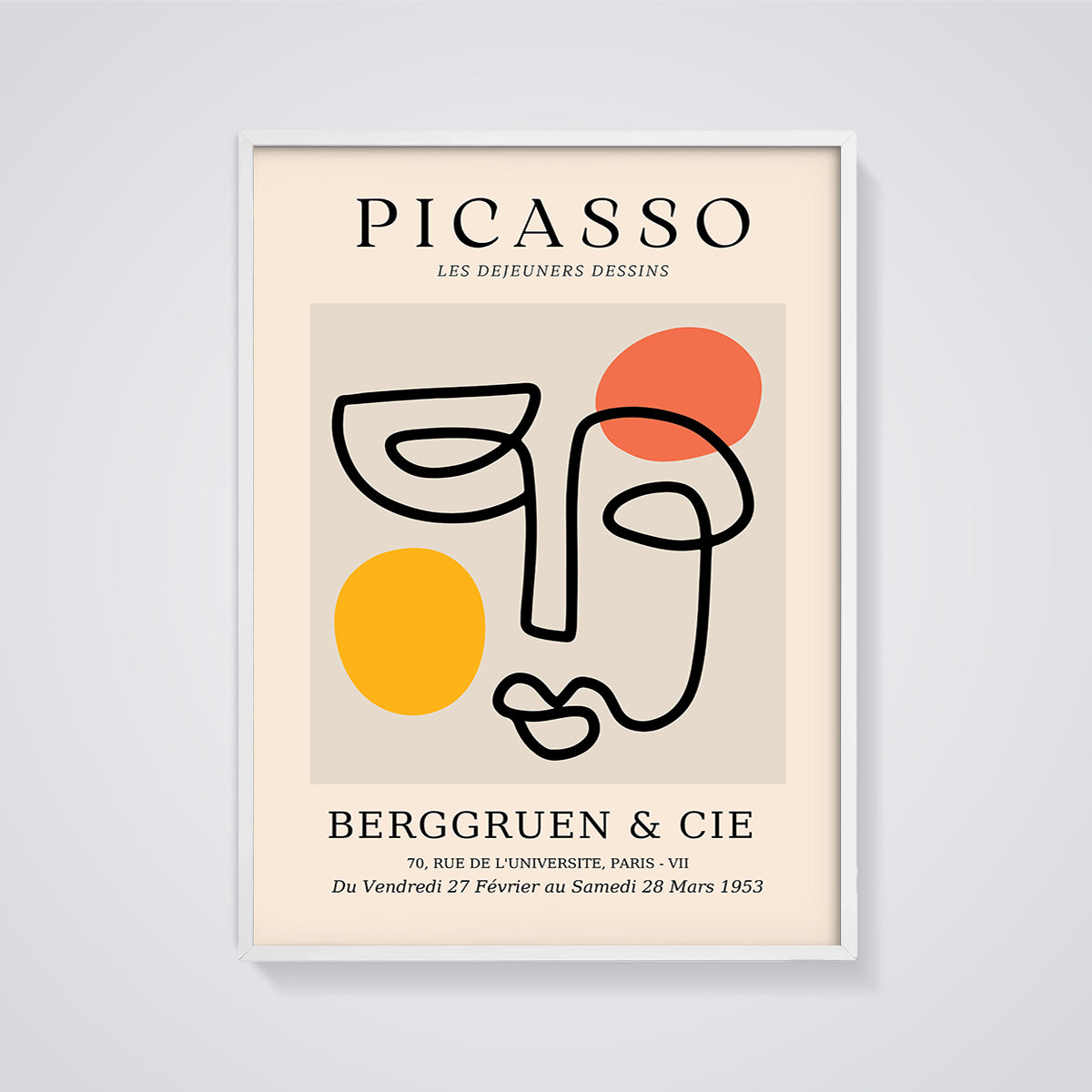 Picasso Les Dejeuners Dessins Print Aesthetic framed in white on a grey background