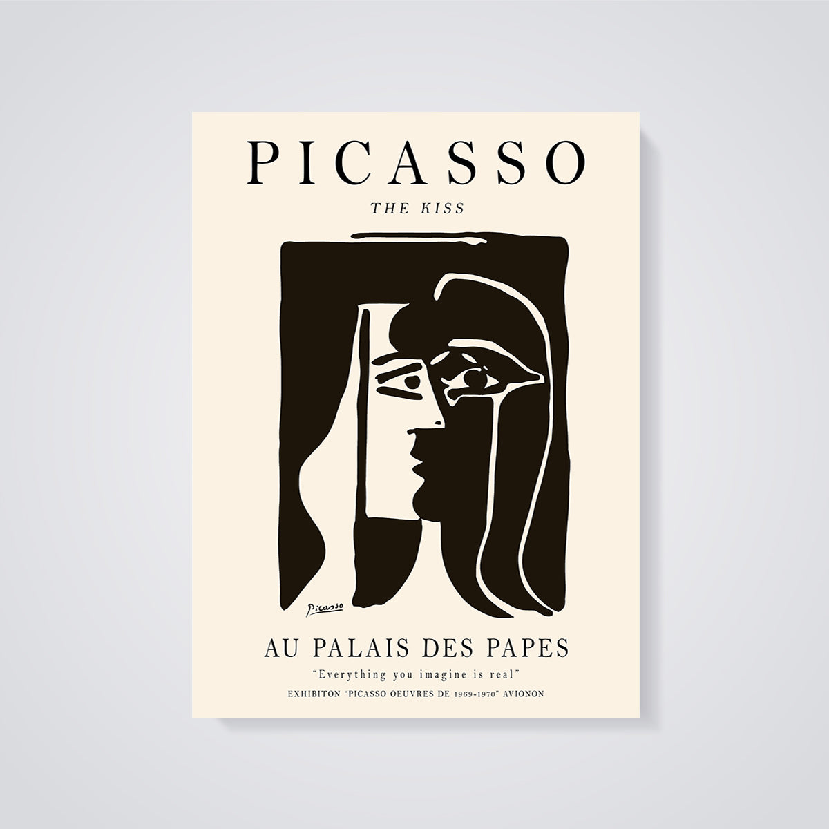 Picasso The Kiss Exhibition Print unframed on a grey background