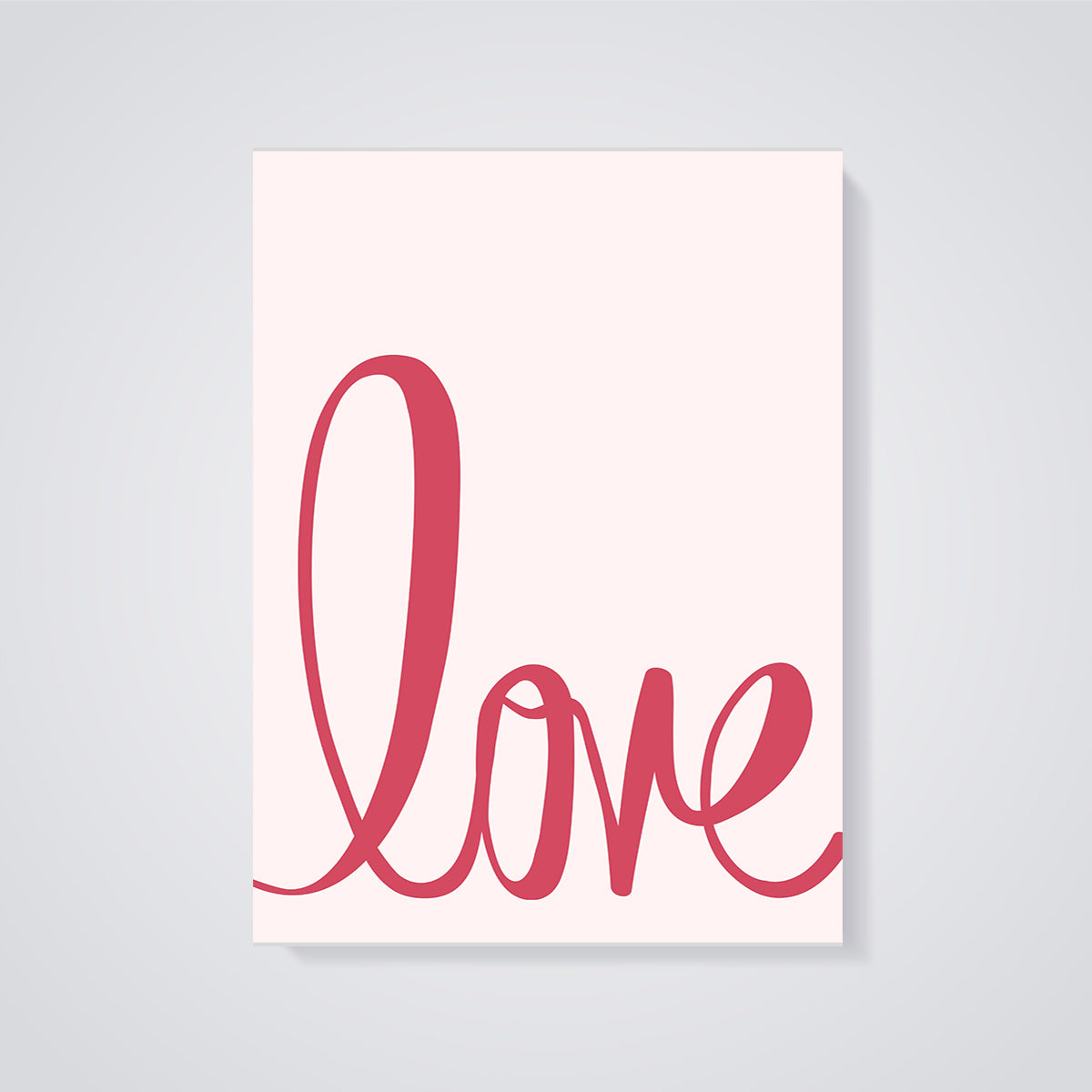 Pink Love Script Print unframed on a grey background