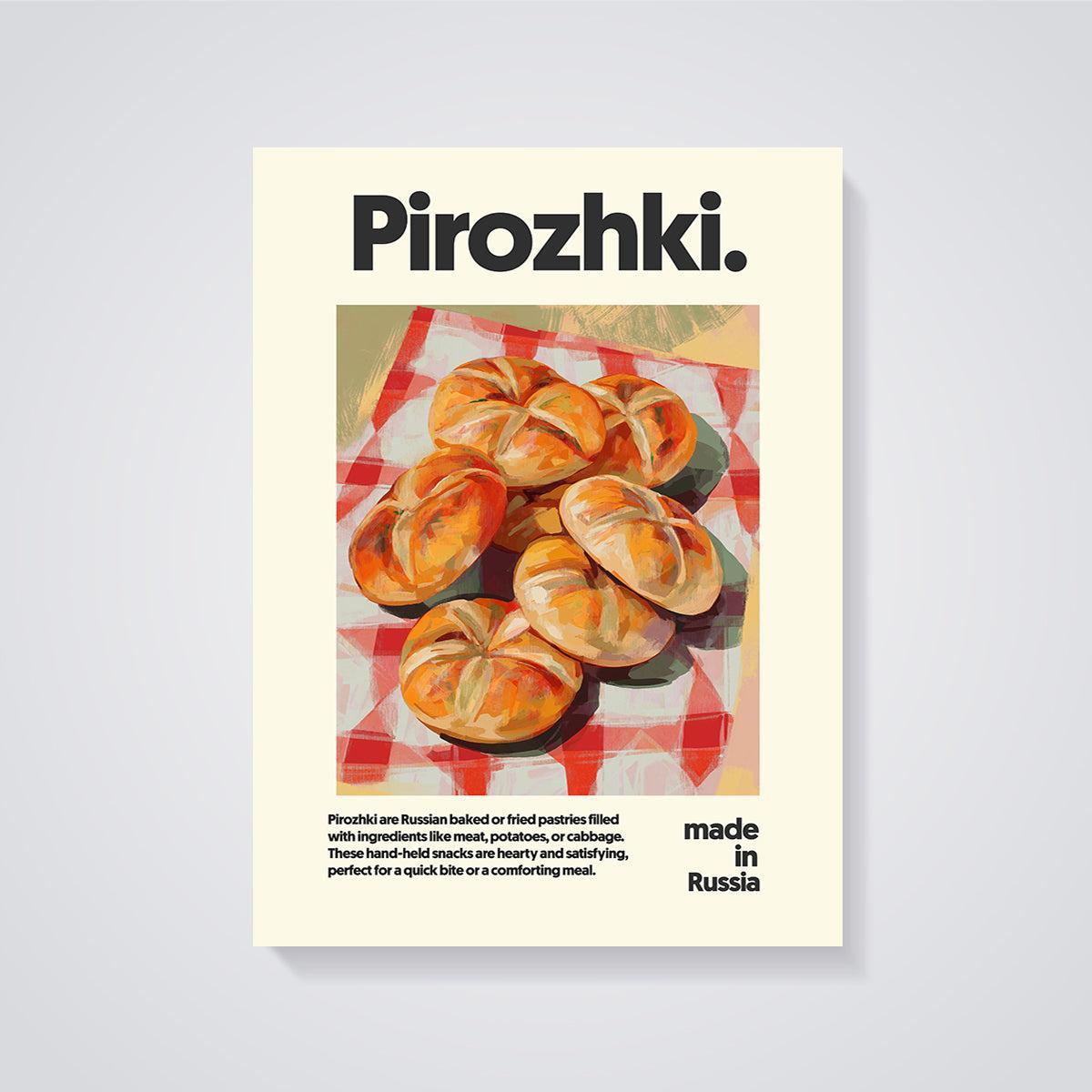 Pirozhki Pastries Print unframed on a grey background