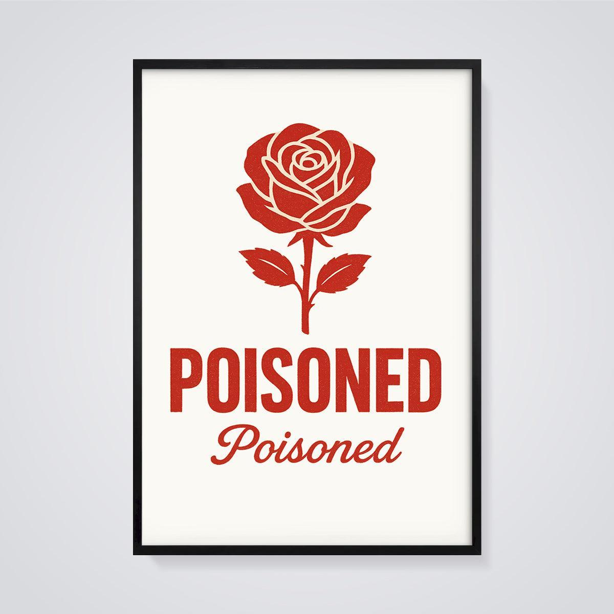 Poisoned Rose Print framed in black on a grey background