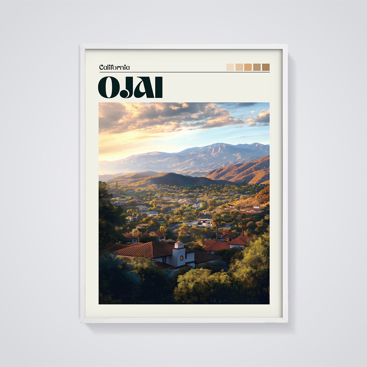 Poster framed in white on a grey background