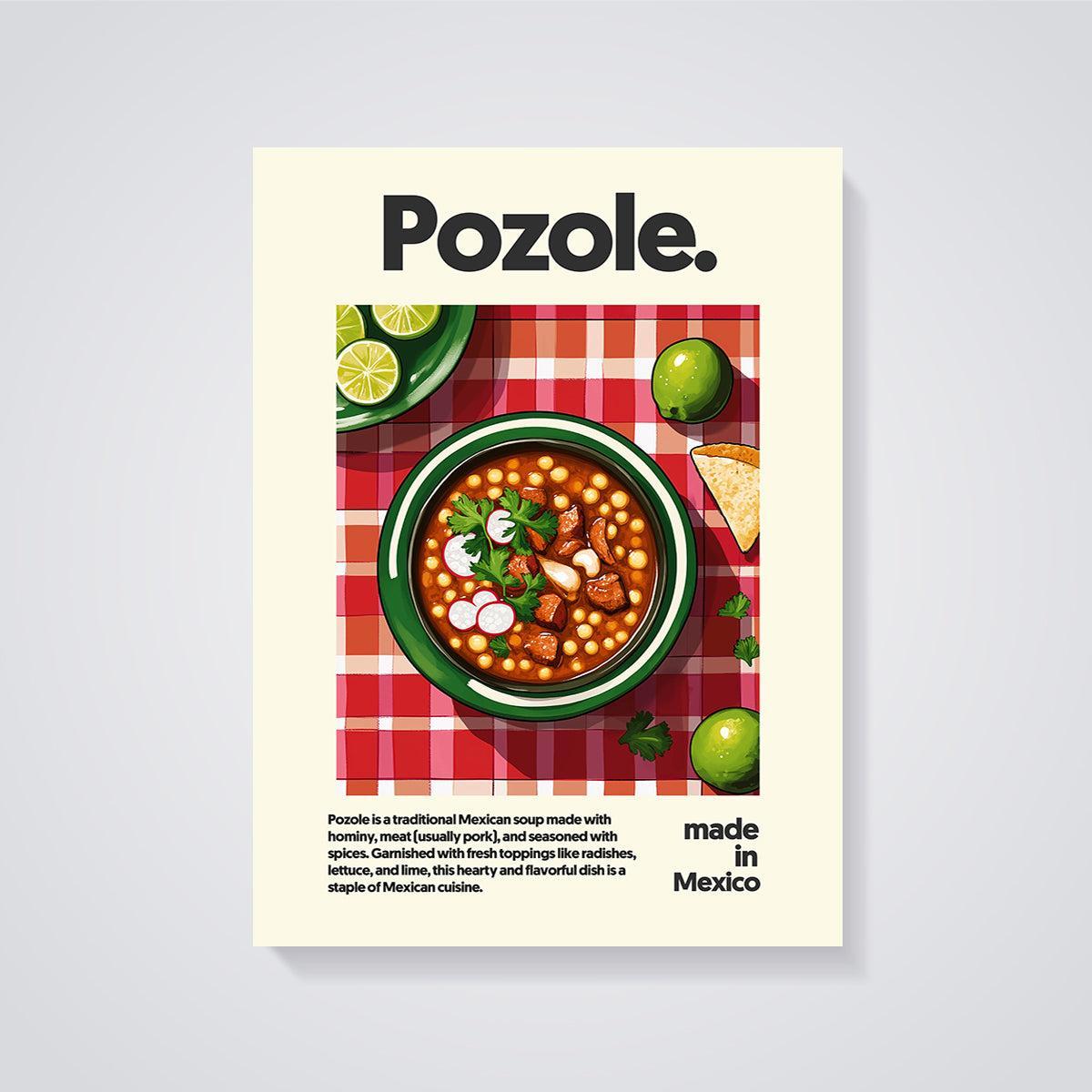 Pozole Soup Art Print unframed on a grey background
