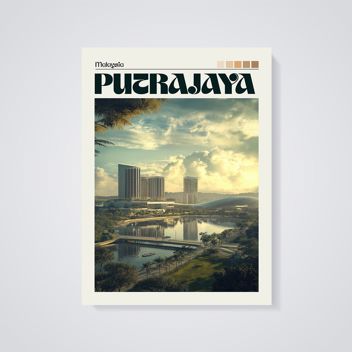 Putrajaya Malaysia Cityscape Print unframed on a grey background