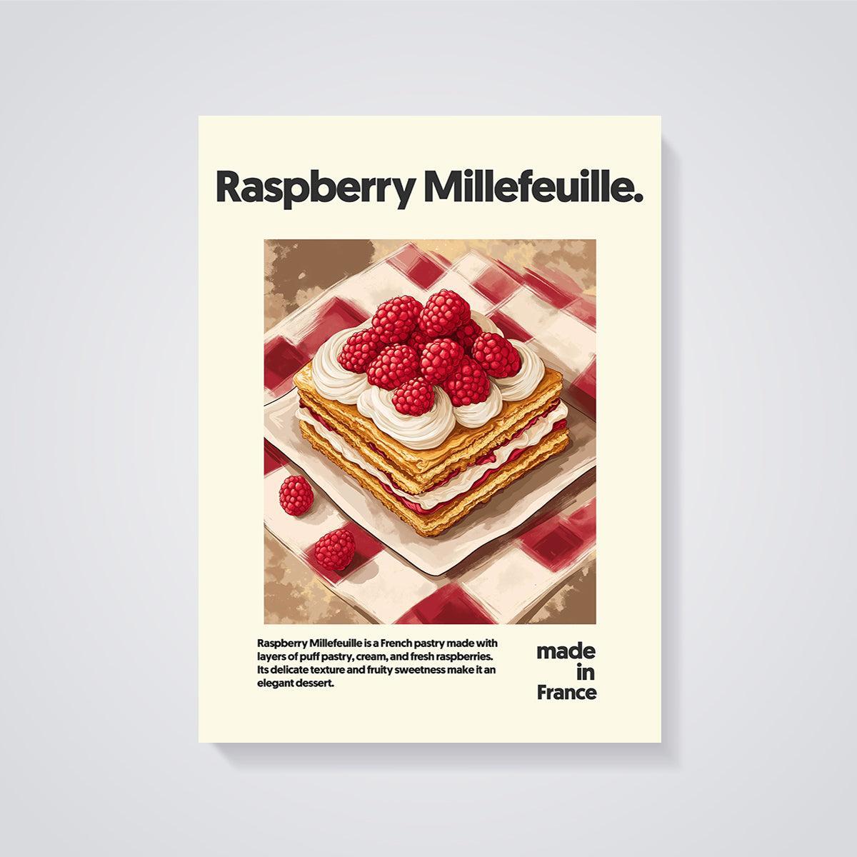 Raspberry Millefeuille Print unframed on a grey background