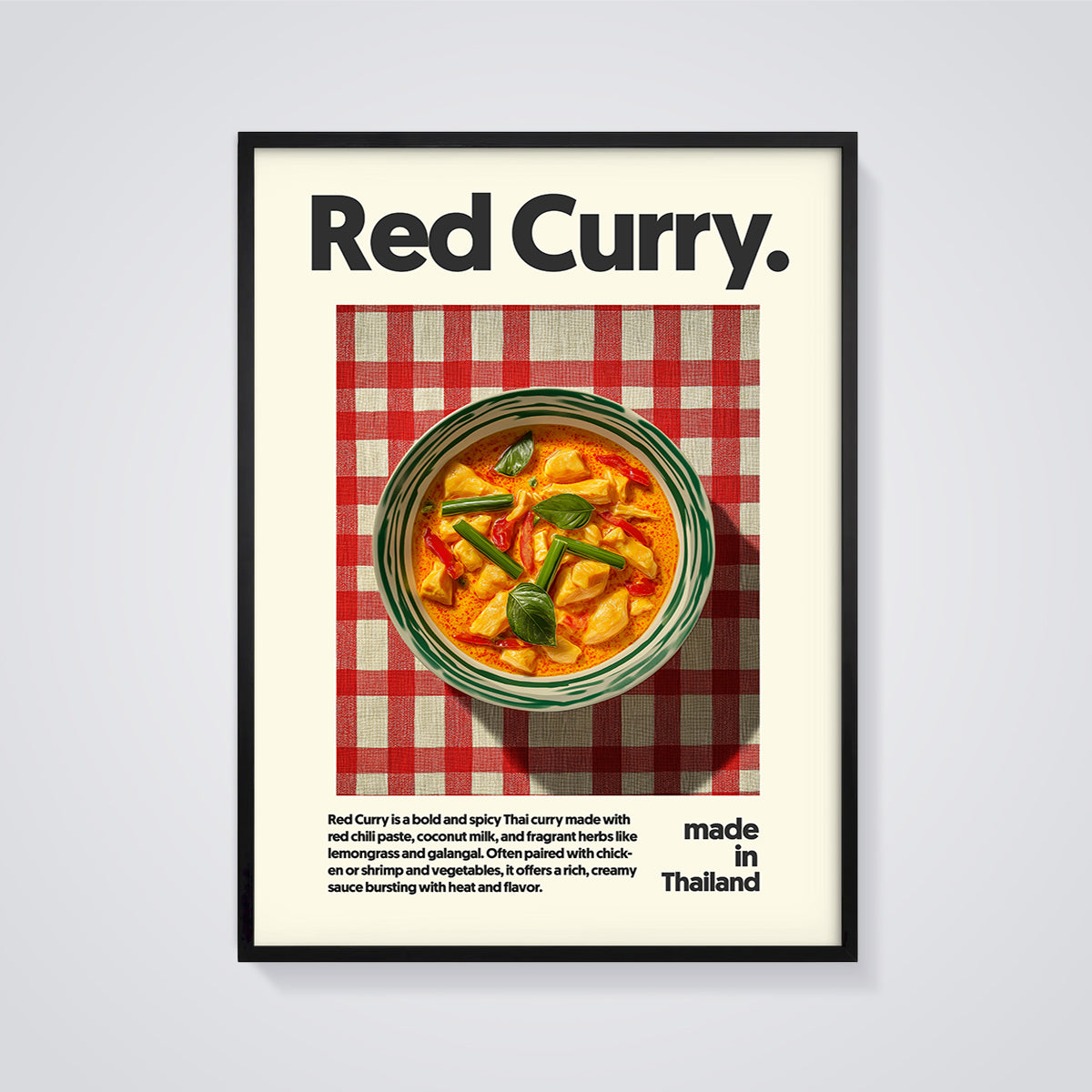 Red Curry Print framed in black on a grey background