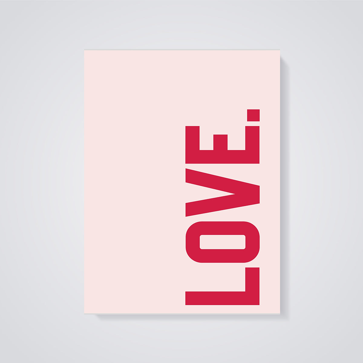 Red LOVE Typography Print unframed on a grey background