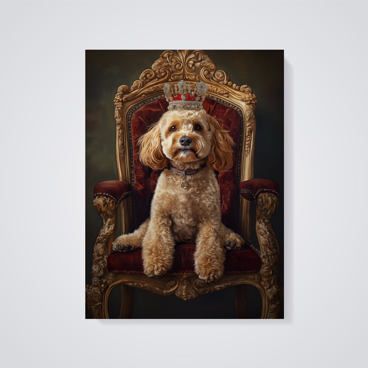 Regal Canine Crown Print unframed on a grey background