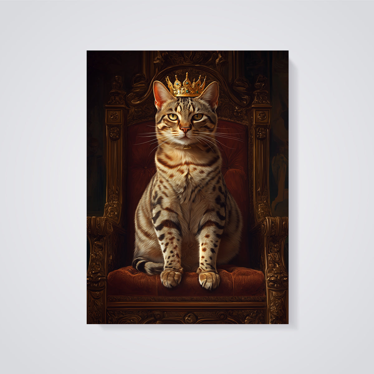 Regal Cat King Print unframed on a grey background