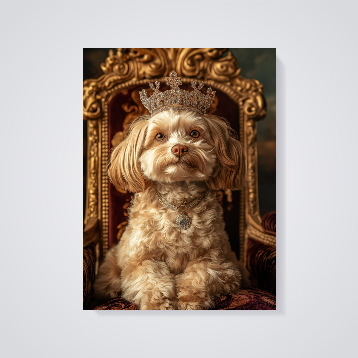 Regal Dog Portrait Print unframed on a grey background