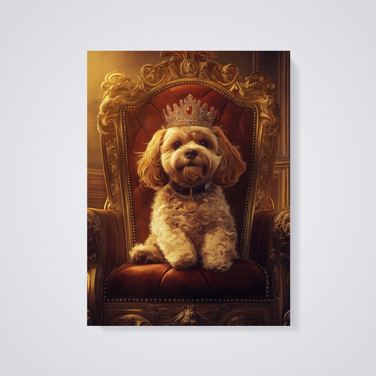 Regal Dog Throne Print Aesthetic unframed on a grey background