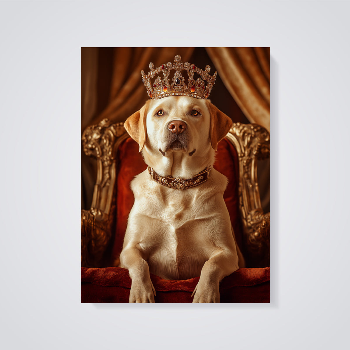 Regal Labrador King Print unframed on a grey background