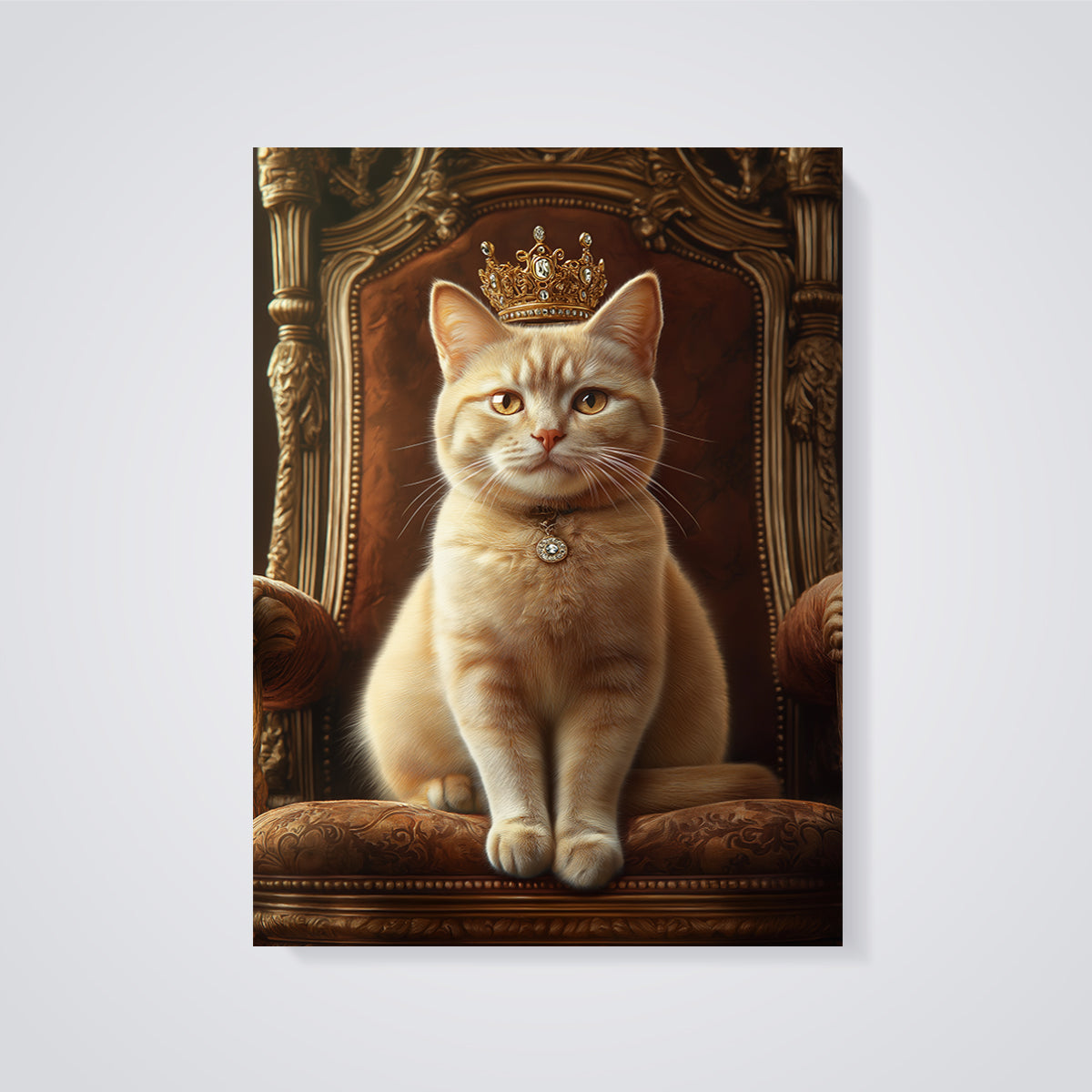 Regal Orange Cat King Print unframed on a grey background