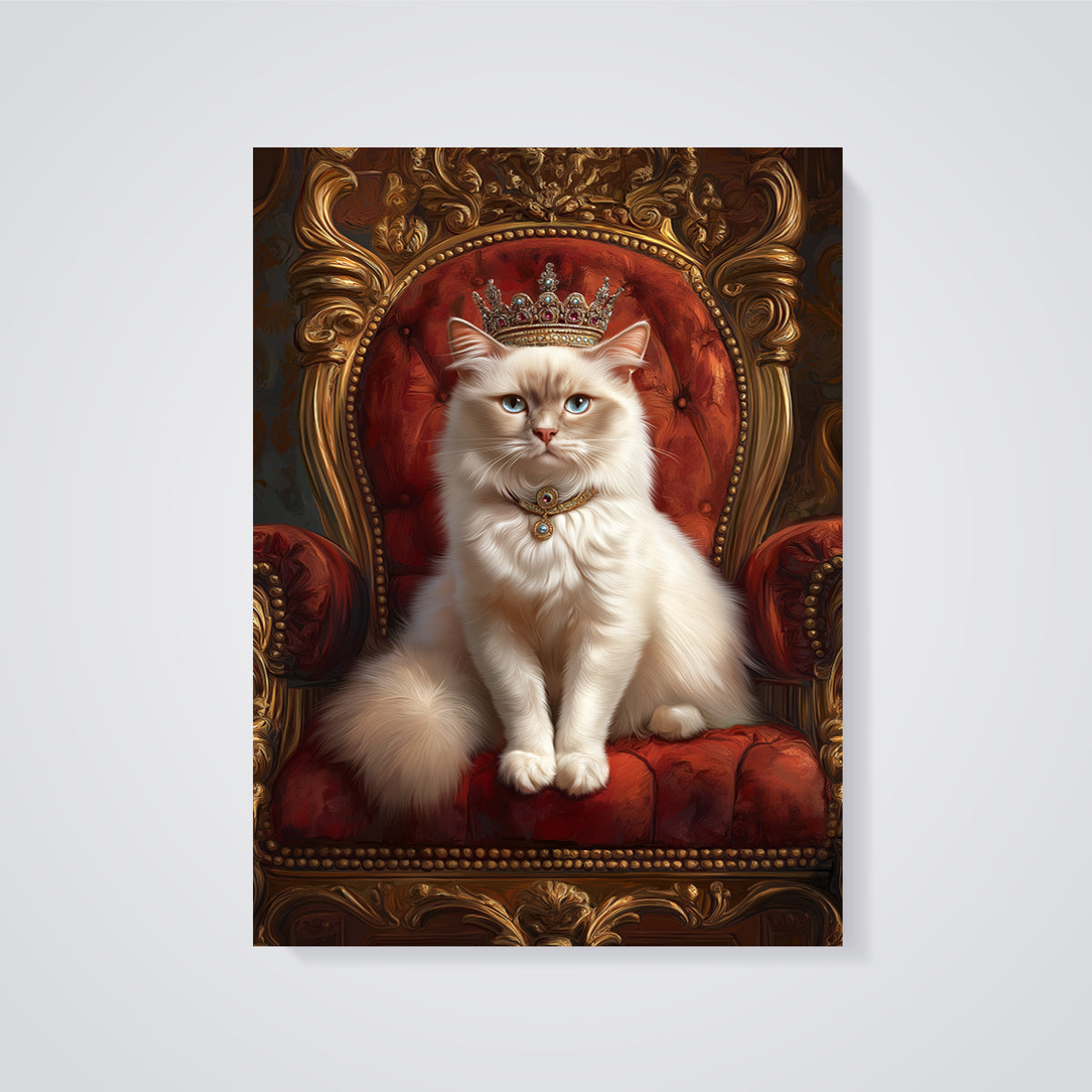 Regal Queen Cat Print unframed on a grey background