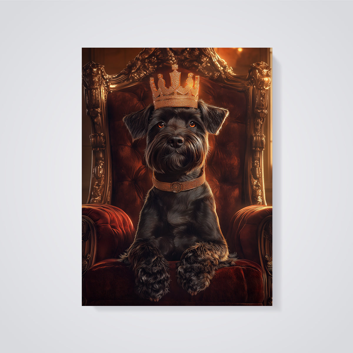 Regal Schnauzer Throne Print unframed on a grey background